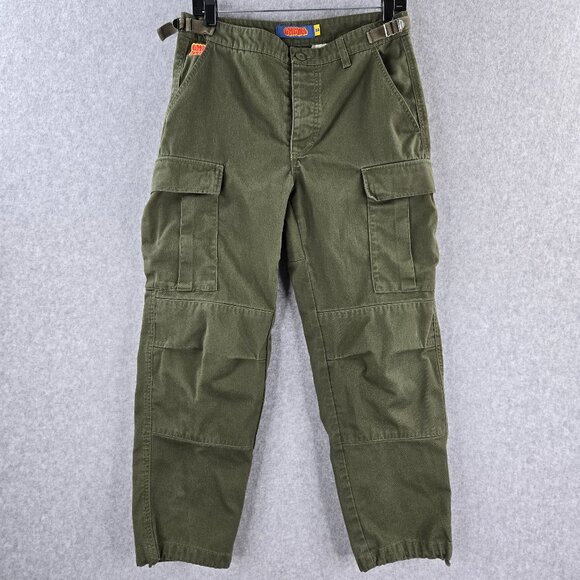 Empyre Cargo Pants Mens 28 Green Relaxed Fit Military Y2K Skater Waist Adjust - Picture 1 of 14